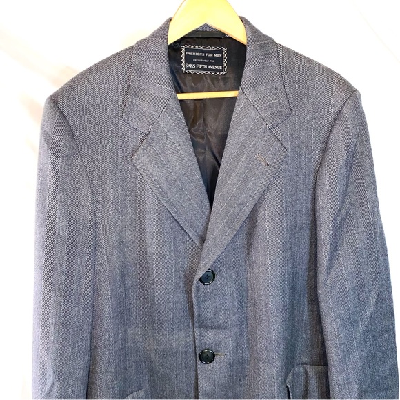 Saks Fifth Avenue Vtg Men’s Gray Wool Trench Coat 46R Long Line Gentleman’s - Picture 2 of 12